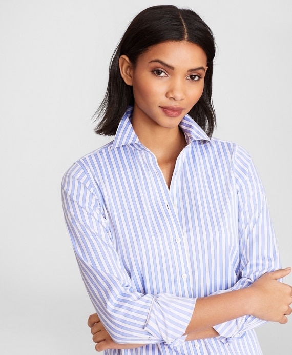 Classic-Fit Striped Stretch Cotton Sateen Dobby Luxury Shirt