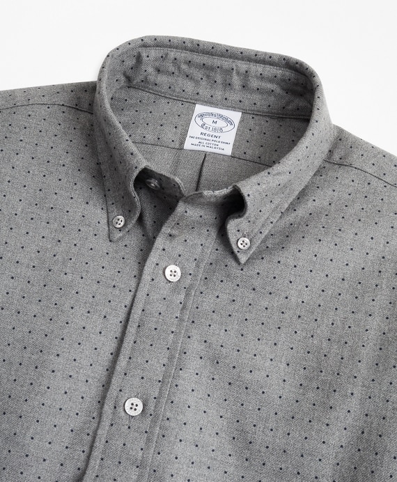 Regent Fit Dot Print Flannel Sport Shirt