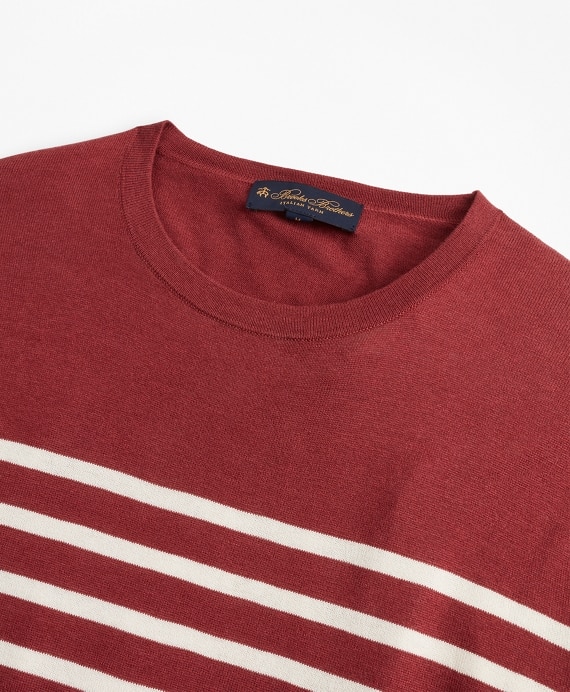 Silk and Cotton Stripe Crewneck Sweater