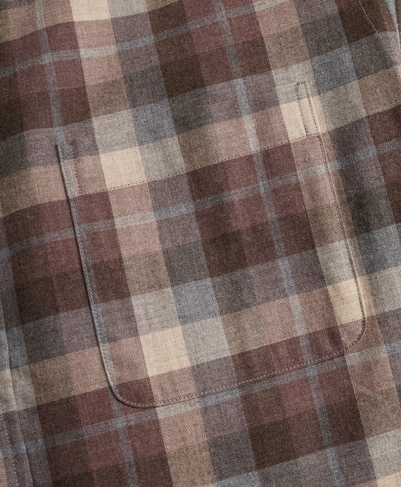 Madison Fit Tan Plaid Brushed Flannel Sport Shirt