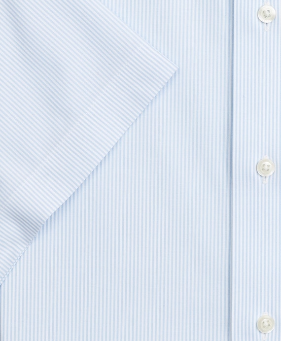 Stretch Regent Fitted Dress Shirt, Non-Iron Poplin Short-Sleeve Fine Stripe
