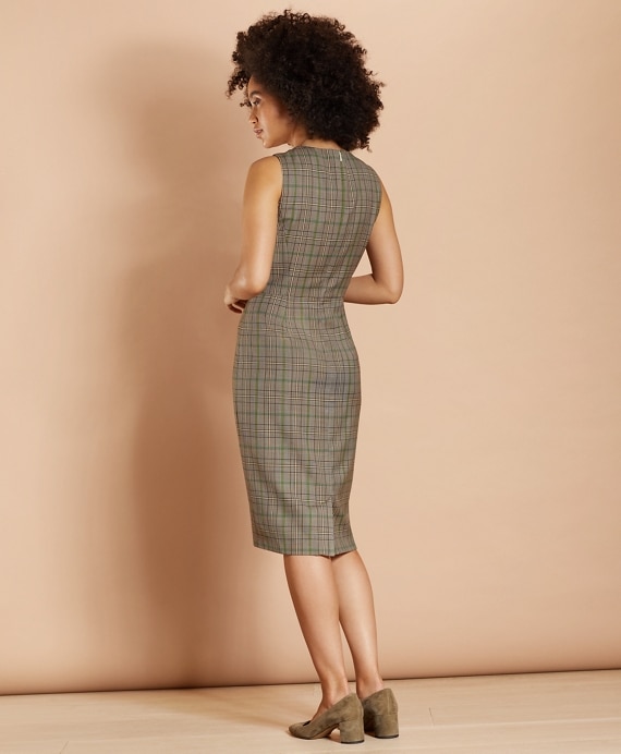 Plaid Wool Twill Sheath Dress