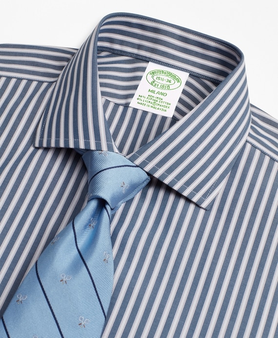 Stretch Milano Slim-Fit Dress Shirt, Non-Iron Stripe