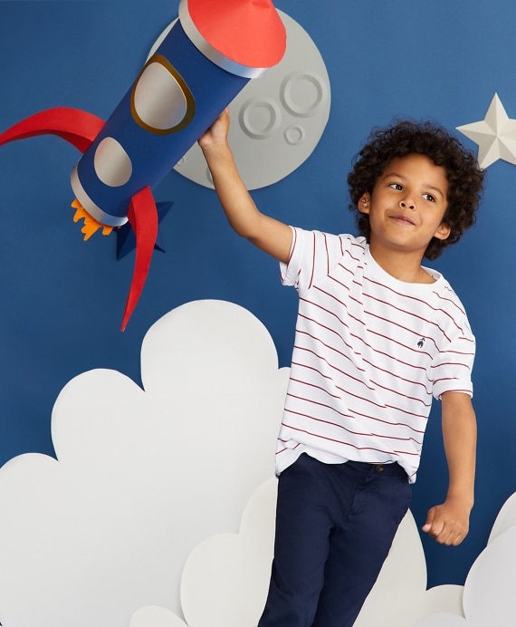 Boys Cotton Short-Sleeve Stripe T-Shirt