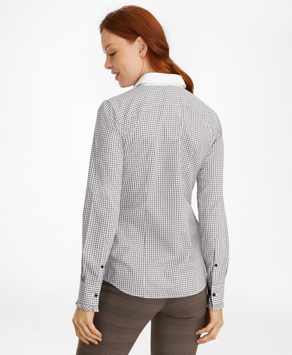 Non-Iron Gingham Supima® Cotton Dobby Contrast-Collar Fitted Shirt
