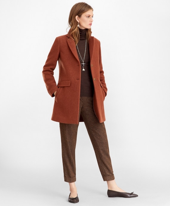 Wool Boucle Melton Cocoon Coat
