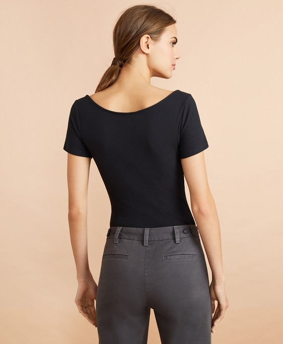 Rib-Knit Short Sleeve Bodysuit
