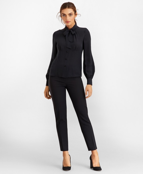 Bow-Neck Silk Georgette Blouse