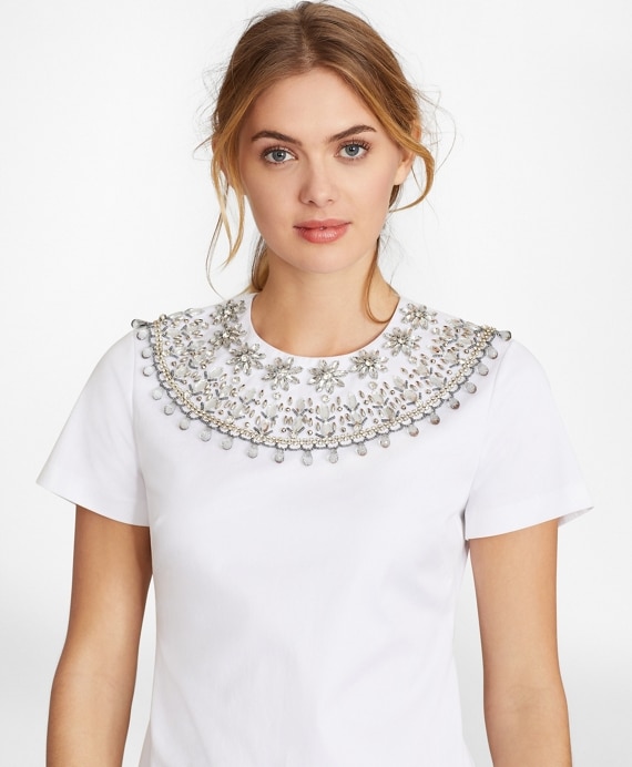 Beaded Cotton Sateen Sheath Dress