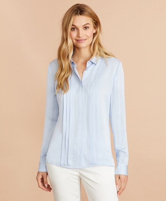 Pintucked Crepe Blouse