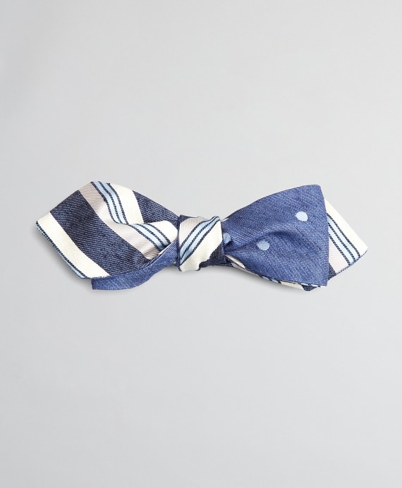 Textured Variegated Stripe and Dot Pointed End Bow Tie
