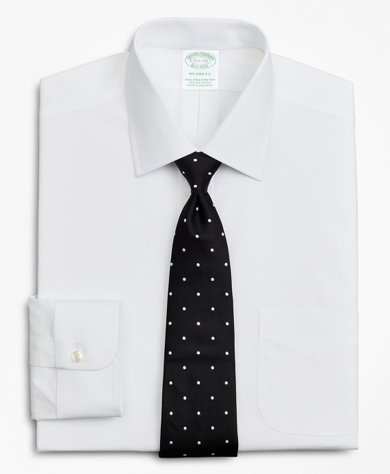 Stretch Milano Slim-Fit Dress Shirt, Non-Iron Poplin Ainsley Collar