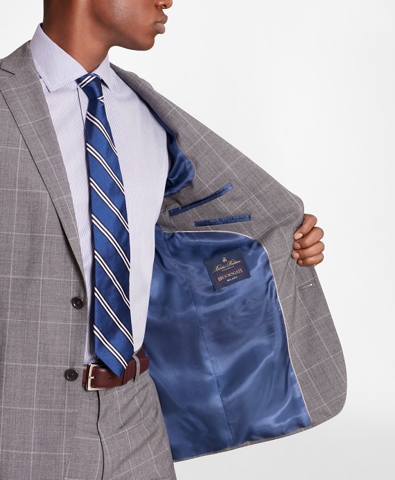 BrooksGate™ Regent-Fit Windowpane Wool Suit Jacket