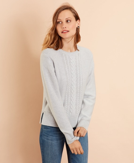 Wool-Cotton Cable-Knit Sweater