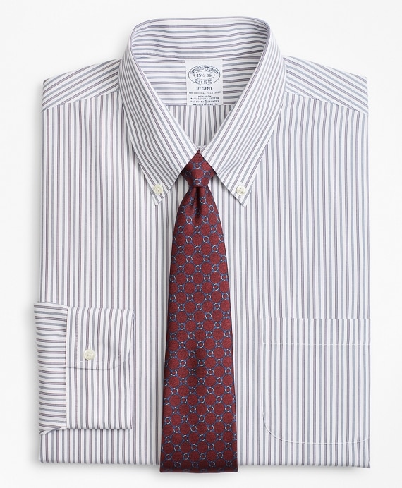Stretch Regent Fitted Dress Shirt, Non-Iron Alternating Triple Stripe