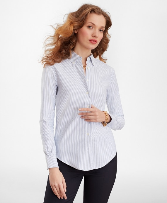 Classic-Fit Supima® Cotton Oxford Stripe Button-Down Shirt