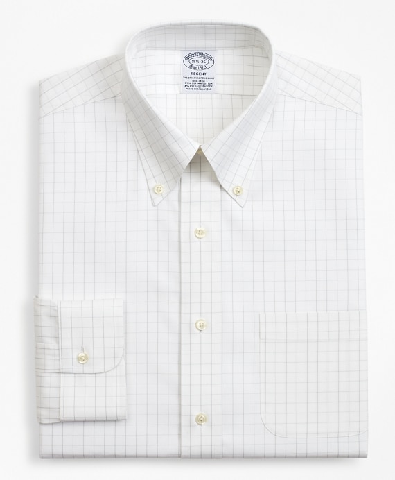 Stretch Regent Fitted Dress Shirt, Non-Iron Windowpane