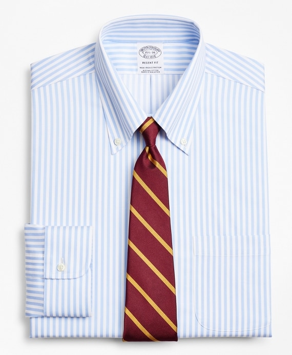 Stretch Regent Fitted Dress Shirt, Non-Iron Twill Button-Down Collar Bold Stripe