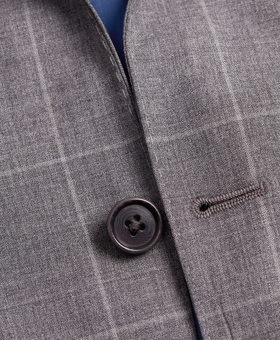 BrooksGate™ Regent-Fit Windowpane Wool Suit Jacket