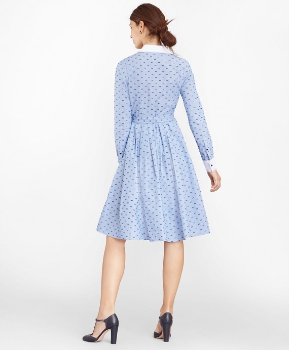 Clip-Dot Cotton Dobby Shirt Dress