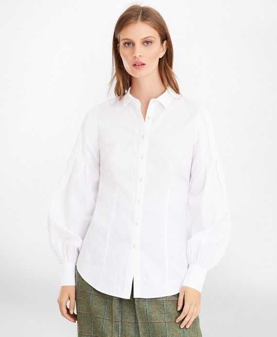 Non-Iron Tailored-Fit Supima® Cotton Floral Jacquard Blouse