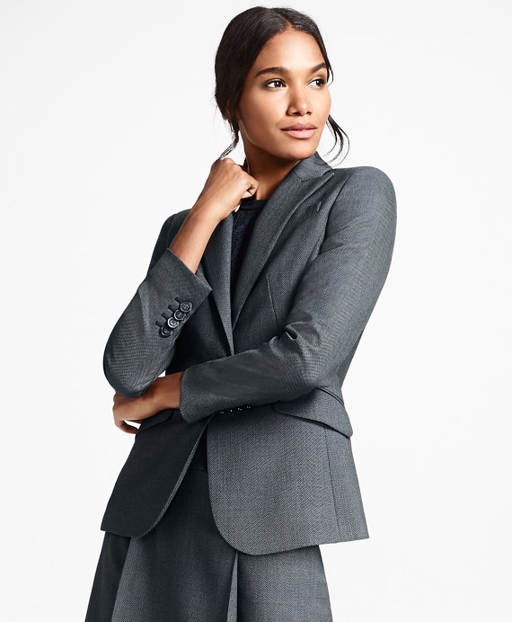 Bird's-Eye Stretch-Wool One-Button Jacket