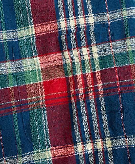 Regent Fitted Sport Shirt, Red Madras Short-Sleeve