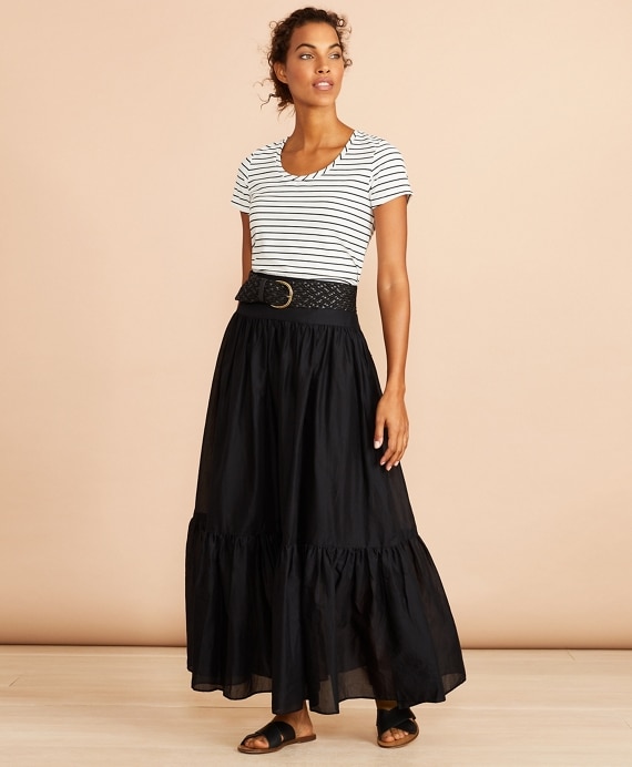 Flounced Cotton Maxi Skirt