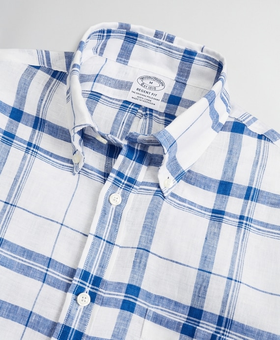 Regent Fitted Sport Shirt, Irish Linen Plaid