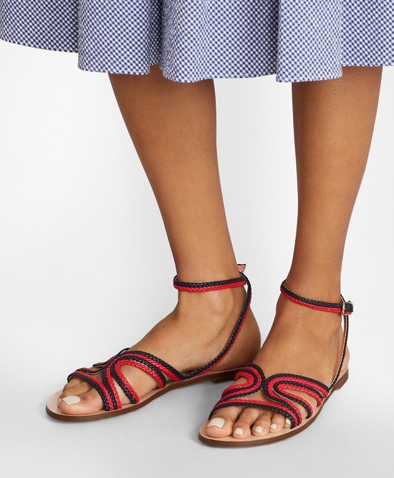 Braided Leather Slide Sandals