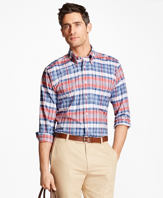 Regent Fit Oxford Madras Plaid Sport Shirt