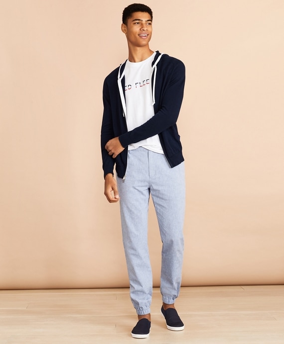 Cotton-Linen Chambray Joggers