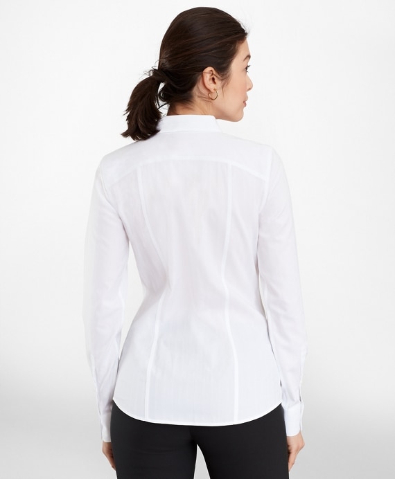 Petite Tailored-Fit Non-Iron Dobby-Stripe Cotton Tuxedo Shirt