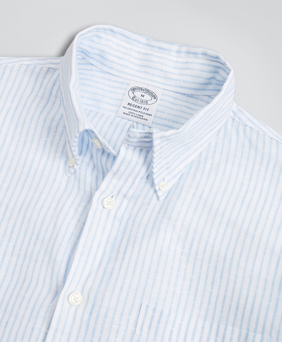 Regent Fitted Sport Shirt, Irish Linen Dobby Stripe