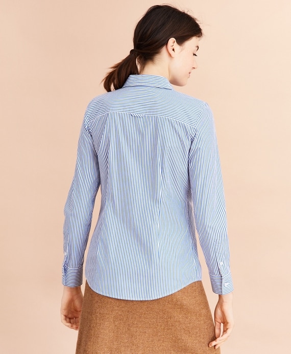Striped Cotton Logo-Patch Shirt