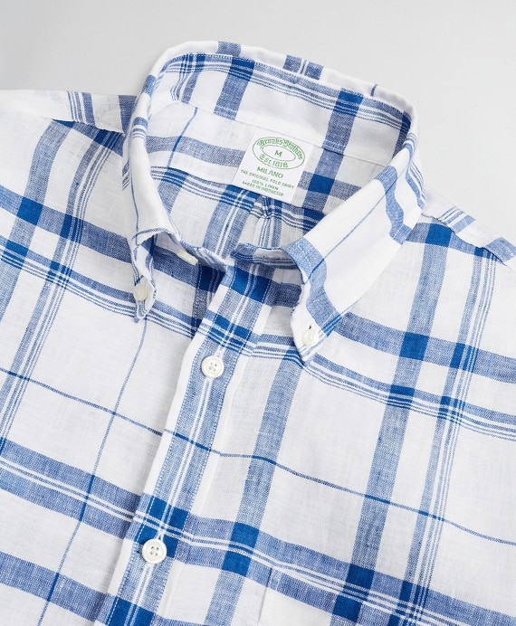Milano Slim-Fit Sport Shirt, Irish Linen Plaid