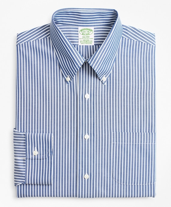 Stretch Milano Slim-Fit Dress Shirt, Non-Iron Ground Stripe