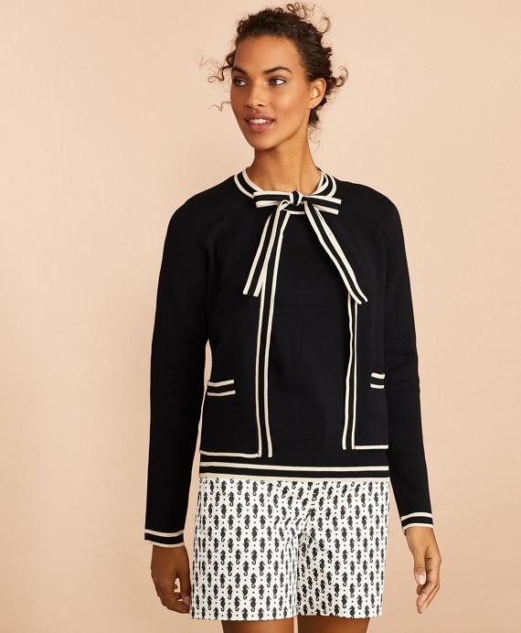 Tie-Neck Cotton Cardigan