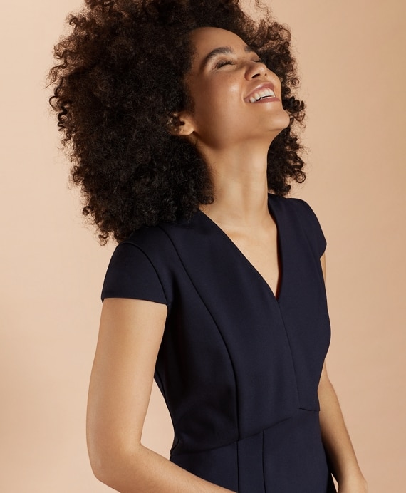 Ponte Knit Cap-Sleeve Sheath Dress