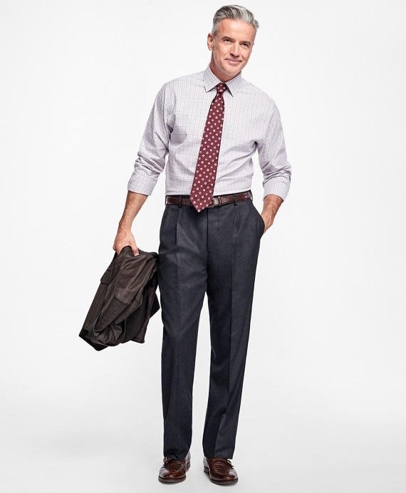 Madison Fit Pleat-Front Stretch Flannel Trousers