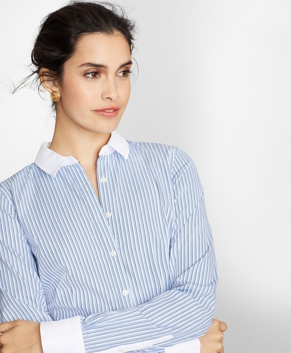Non-Iron Tailored-Fit Striped Cotton Dobby Shirt