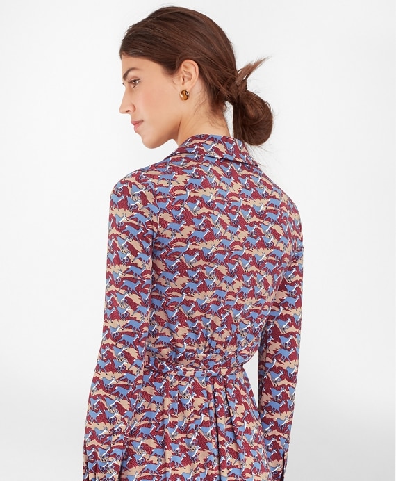 Deer-Print Jersey Faux Wrap Dress