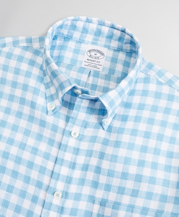 Regent Fitted Sport Shirt, Irish Linen Short-Sleeve Gingham