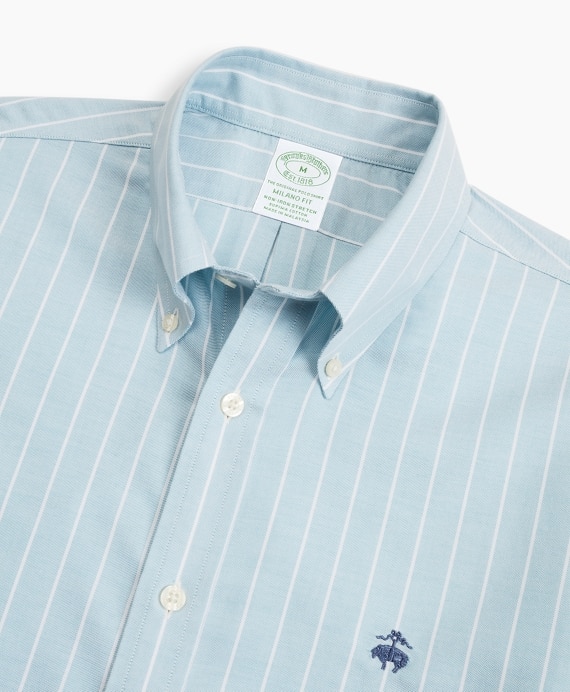 Stretch Milano Slim-Fit Sport Shirt, Non-Iron Stripe