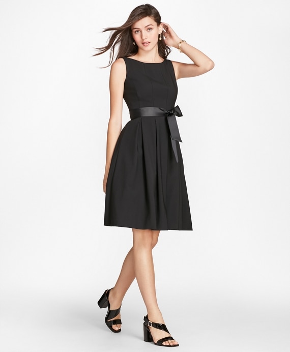 Stretch-Wool Crepe Flared Tuxedo Dress