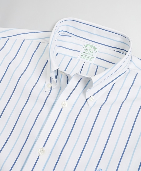 Stretch Milano Slim-Fit Sport Shirt, Non-Iron Stripe