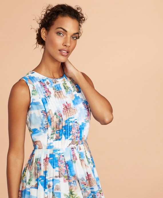 Costal-Print Cotton Maxi Dress