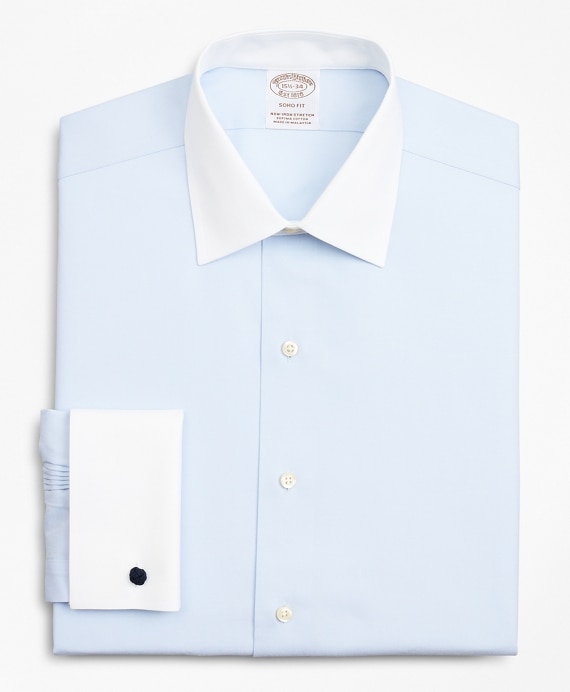 Stretch Soho Extra-Slim-Fit Dress Shirt, Non-Iron Pinpoint Contrast Ainsley Collar French Cuff