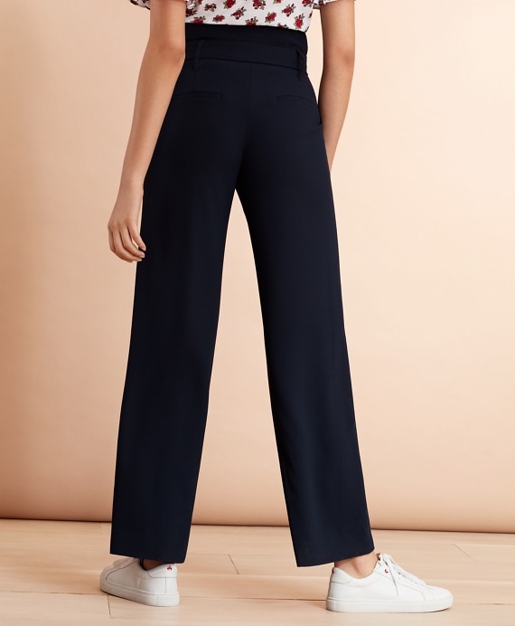 Crepe High-Rise Wide-Leg Pants