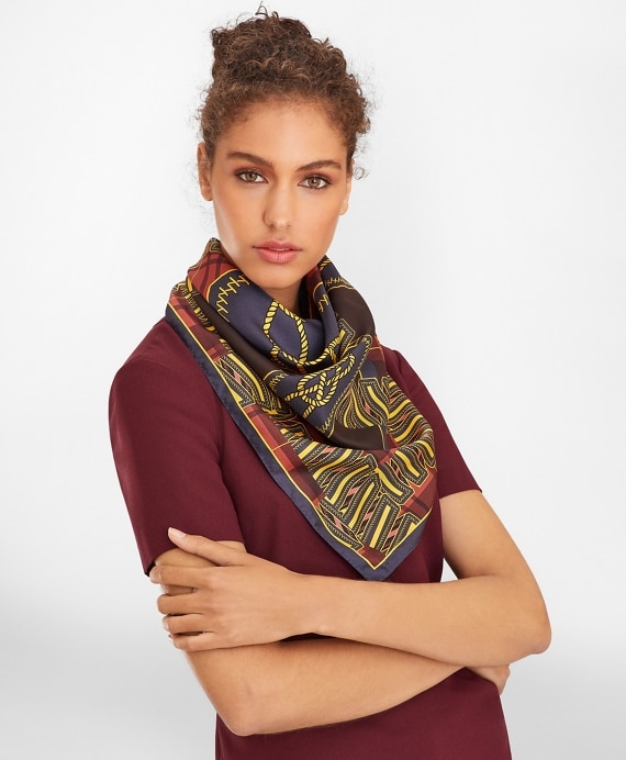 Knot-Print Silk Square Scarf